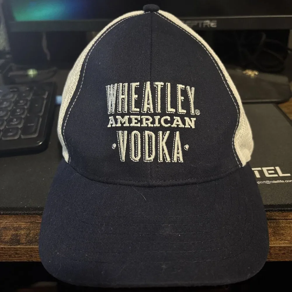 Wheatley American Vodka Hat Cap Snap Back Trucker One Size Mens Blue White Mesh